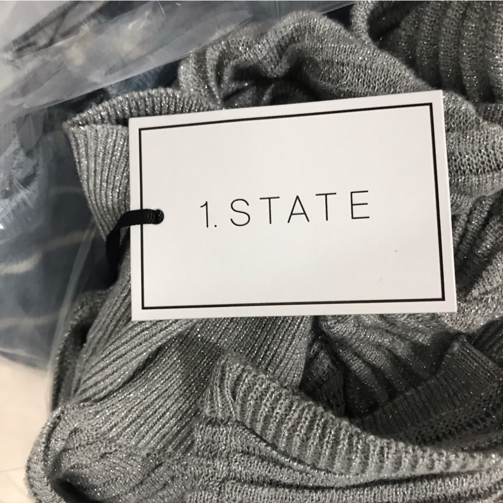 1.STATE Silver Bubble Sleeve Sweater - Picture 7 of 8